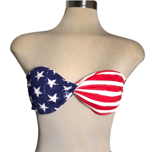 XHILARATION Red White and Blue Strapless Swimming Bra Size M - Picture 15 of 15